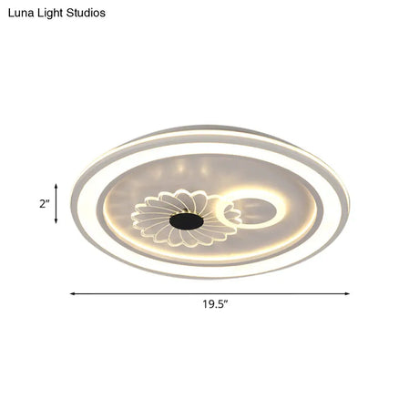 Contemporary White Led Flushmount For Bedroom With Acrylic Shade