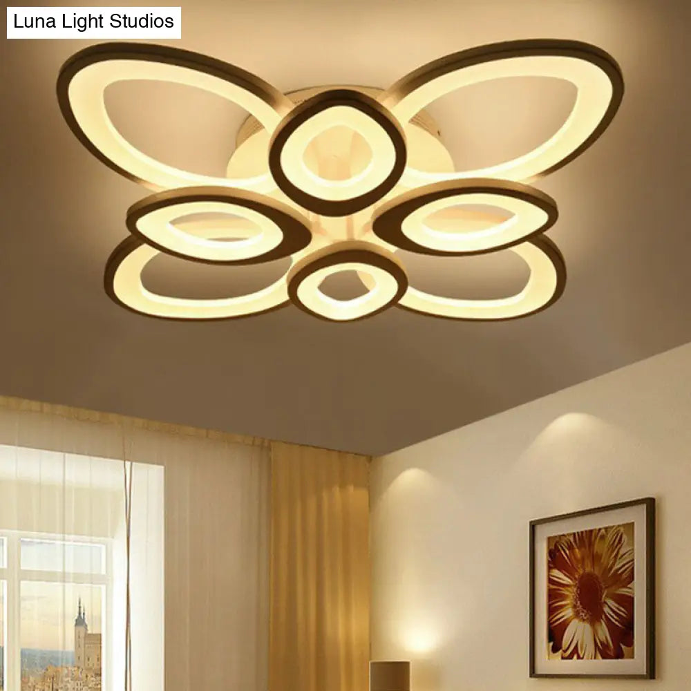Contemporary White Lotus Led Flush Mount Ceiling Light - Acrylic Living Room Décor 8 / Warm