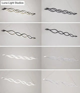 Contemporary White Metal Led Pendant Light For Dining Room Island - Wave Design