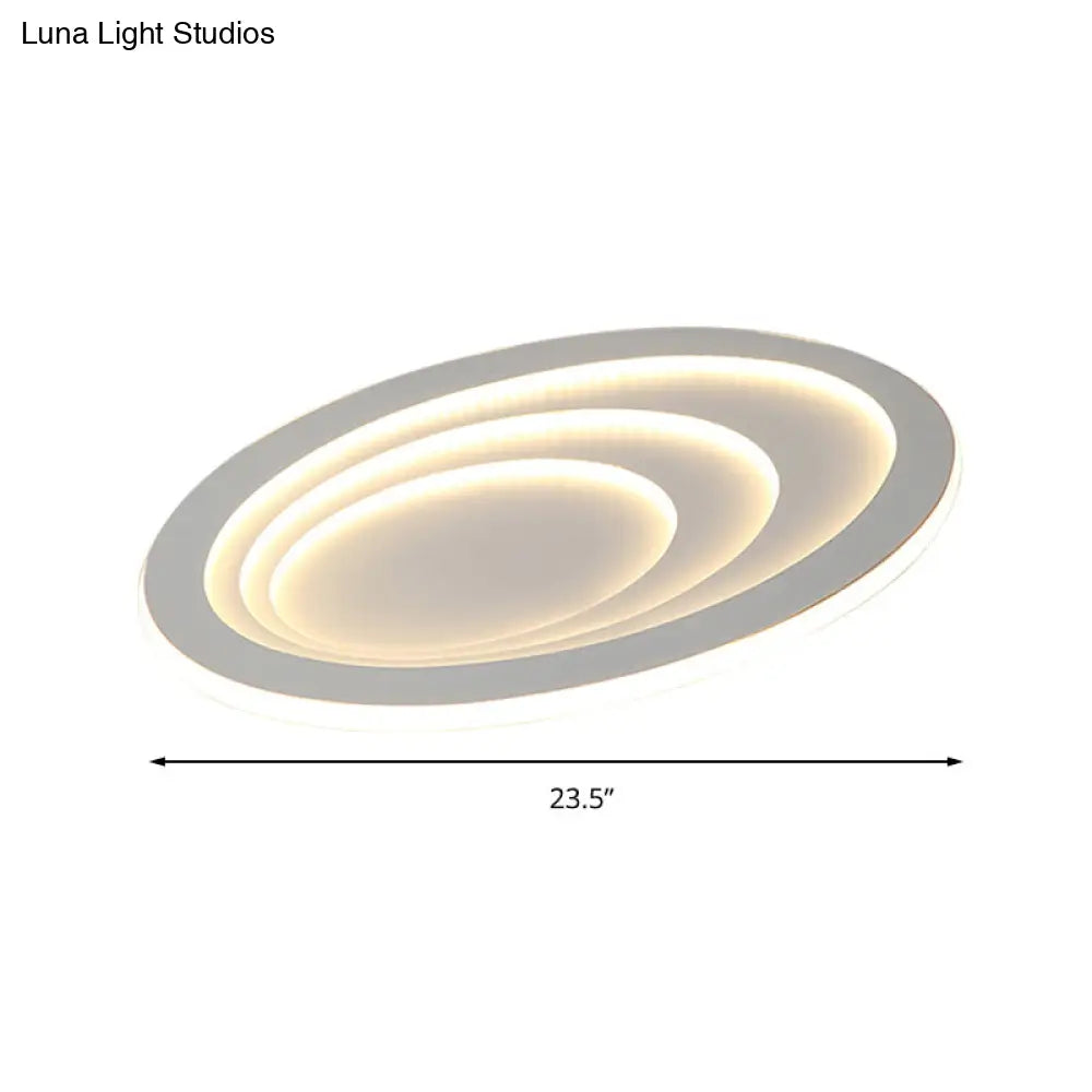 Contemporary White Oval Led Flush Ceiling Light For Living Room