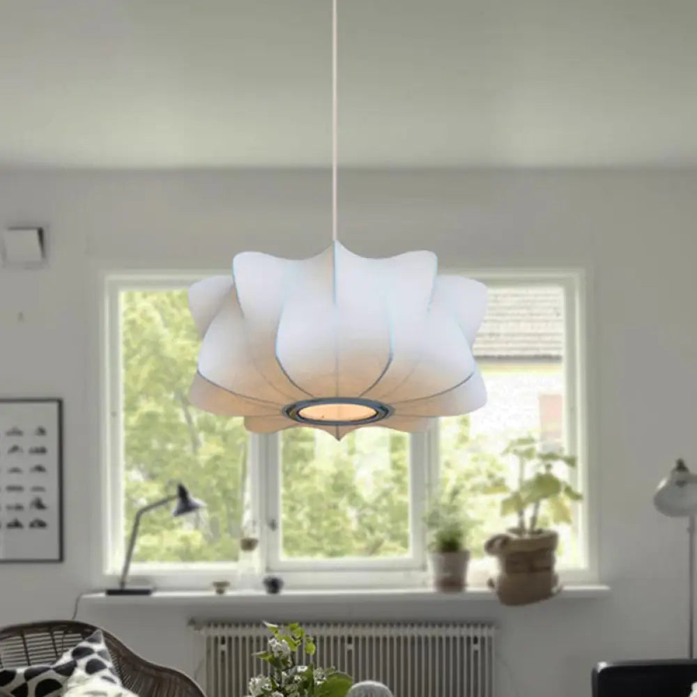 Contemporary White Propeller Hanging Light With Fabric Shade