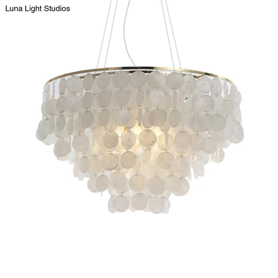 Contemporary White Shell Waterfall Pendant Chandelier