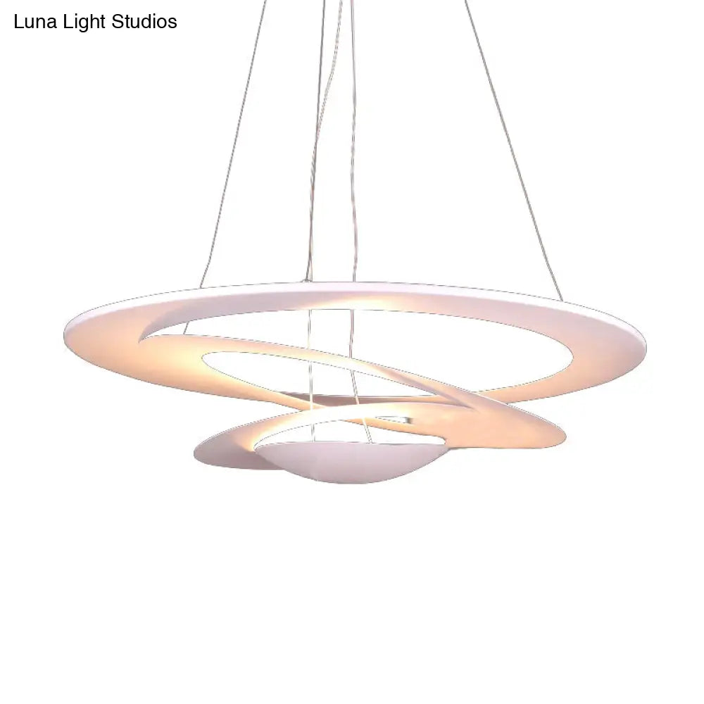 Contemporary White Spiral Ceiling Chandelier For Living Room - 19.5/25.5/31.5 Wide