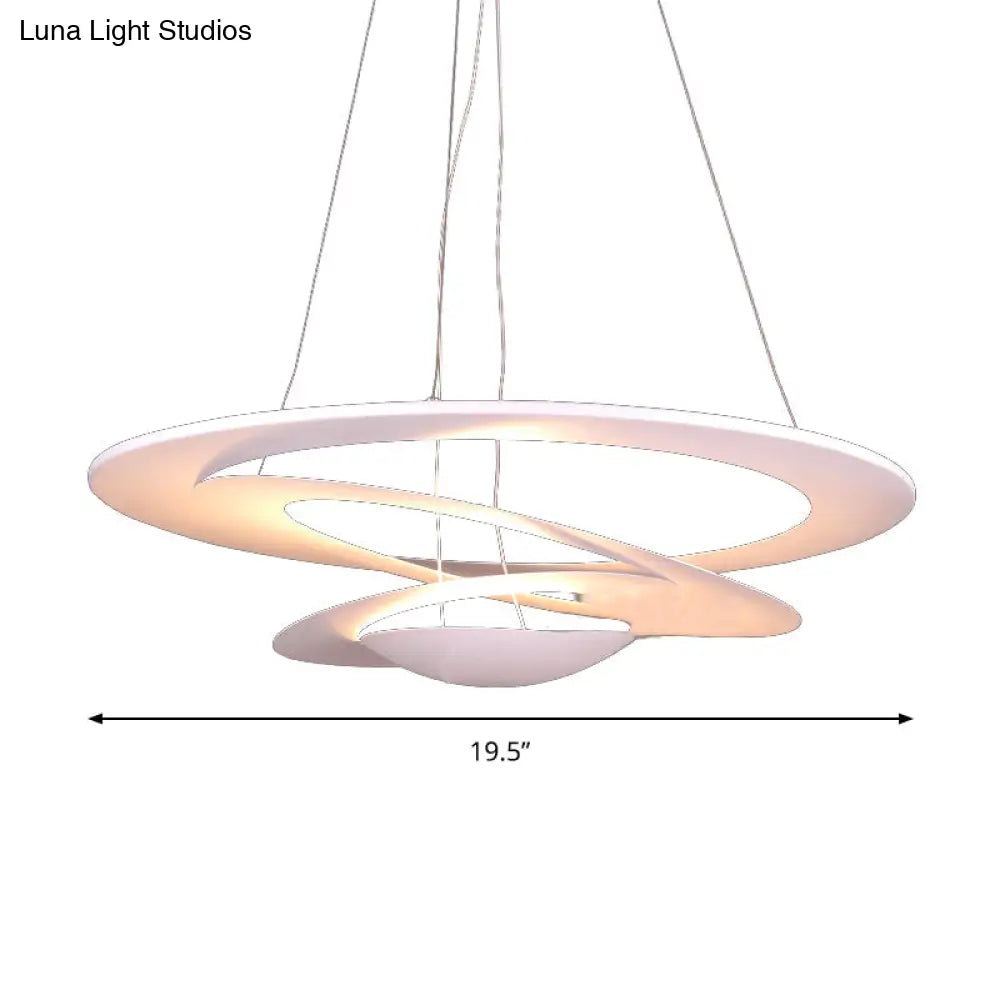 Contemporary White Spiral Ceiling Chandelier For Living Room - 19.5/25.5/31.5 Wide