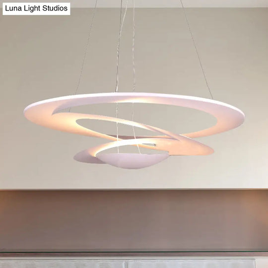 Contemporary White Spiral Ceiling Chandelier For Living Room - 19.5/25.5/31.5 Wide