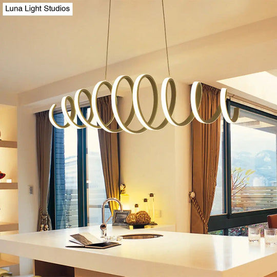 Contemporary Led Spiral Chandelier Pendant Light In White - Ideal For Dining Room / 39.5