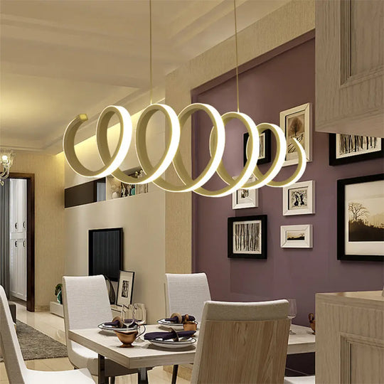 Contemporary White Spiral Chandelier Pendant Light With Acrylic And Led - Ideal For Dining Rooms /