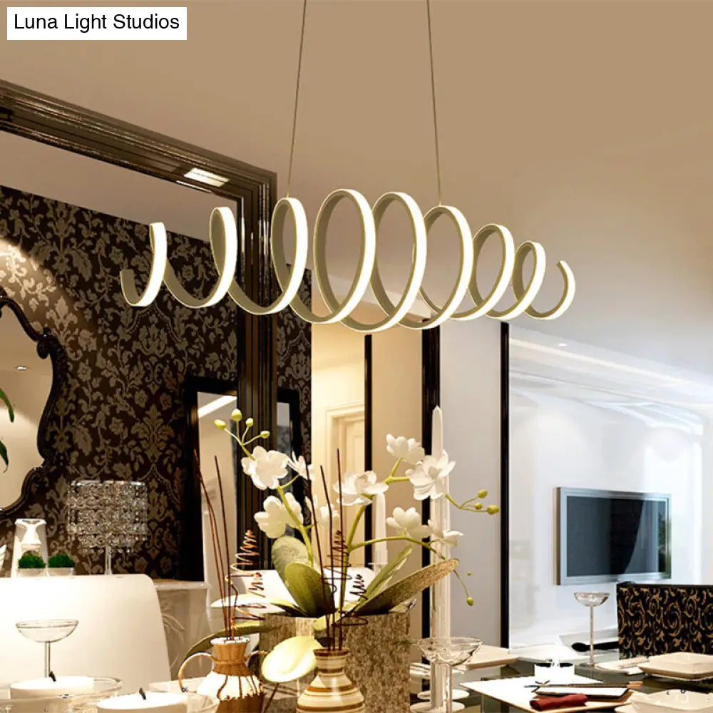 Contemporary White Spiral Chandelier Pendant Light With Acrylic And Led - Ideal For Dining Rooms