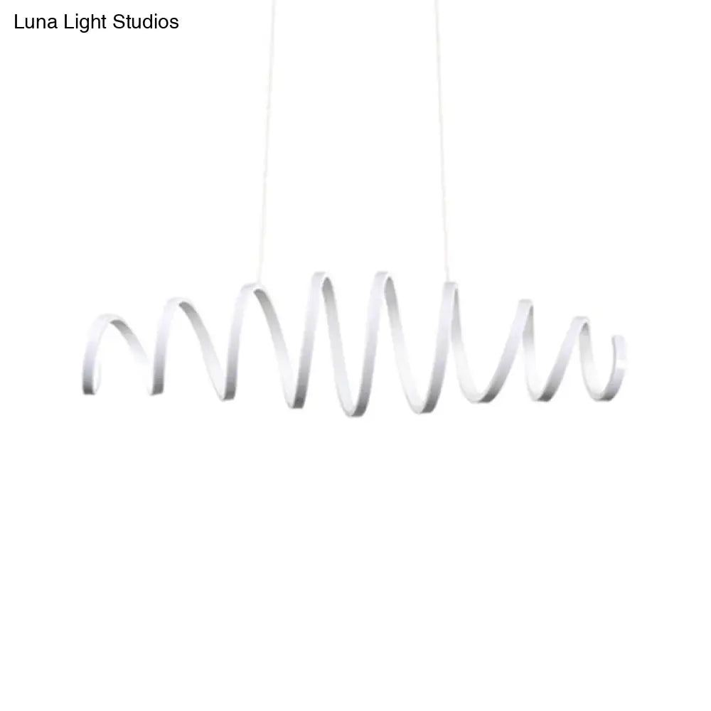 Contemporary Led Spiral Chandelier Pendant Light In White - Ideal For Dining Room