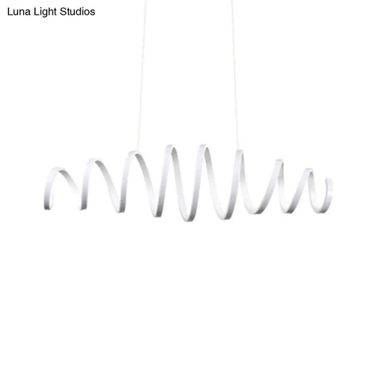 Contemporary Led Spiral Chandelier Pendant Light In White - Ideal For Dining Room