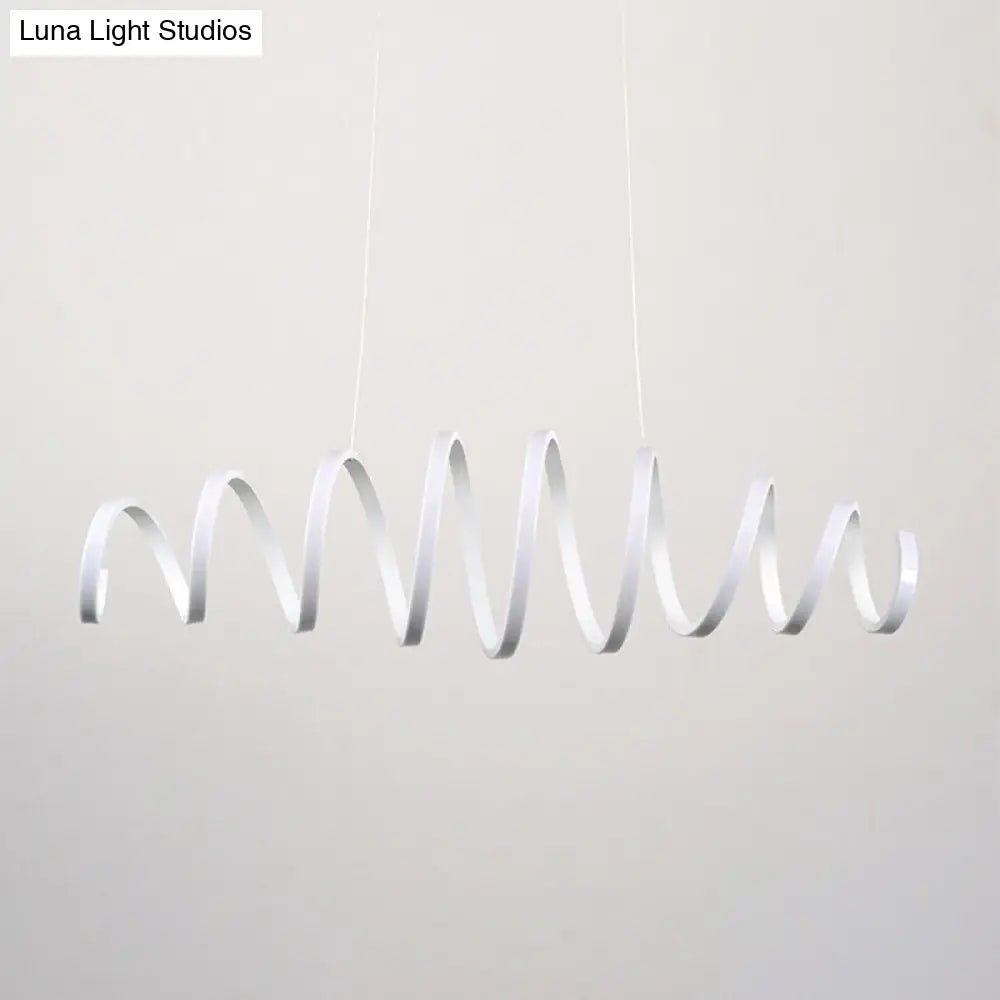 Contemporary Led Spiral Chandelier Pendant Light In White - Ideal For Dining Room