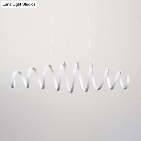 Contemporary Led Spiral Chandelier Pendant Light In White - Ideal For Dining Room