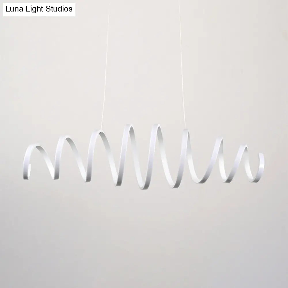 Contemporary White Spiral Chandelier Pendant Light With Acrylic And Led - Ideal For Dining Rooms