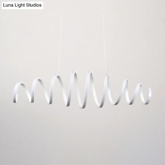 Contemporary White Spiral Chandelier Pendant Light With Acrylic And Led - Ideal For Dining Rooms