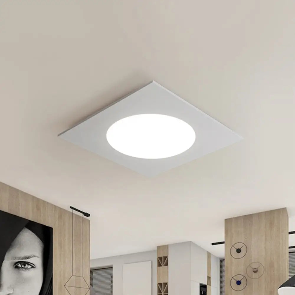 Contemporary White Square Flushmount Led Ceiling Fixture - 19.5’/23.5’ W Warm/White Light /