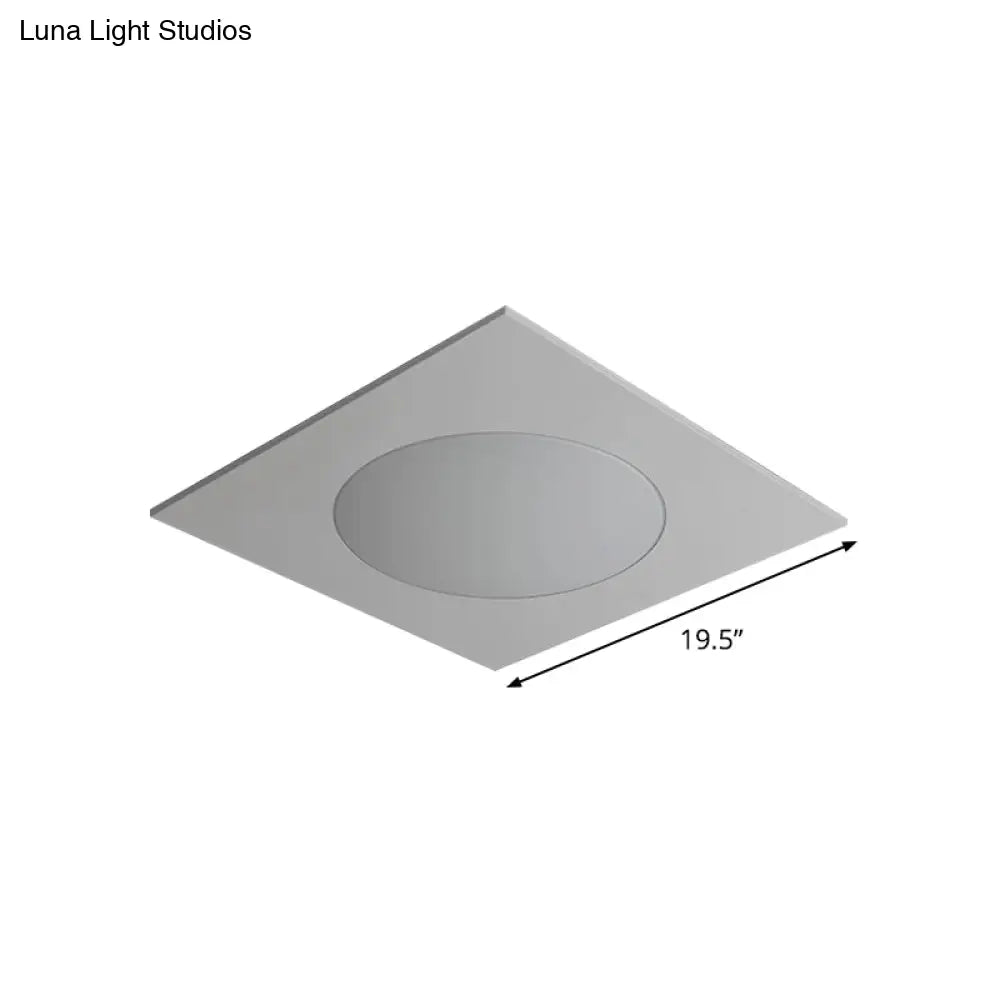 Contemporary White Square Flushmount Led Ceiling Fixture - 19.5/23.5 W Warm/White Light