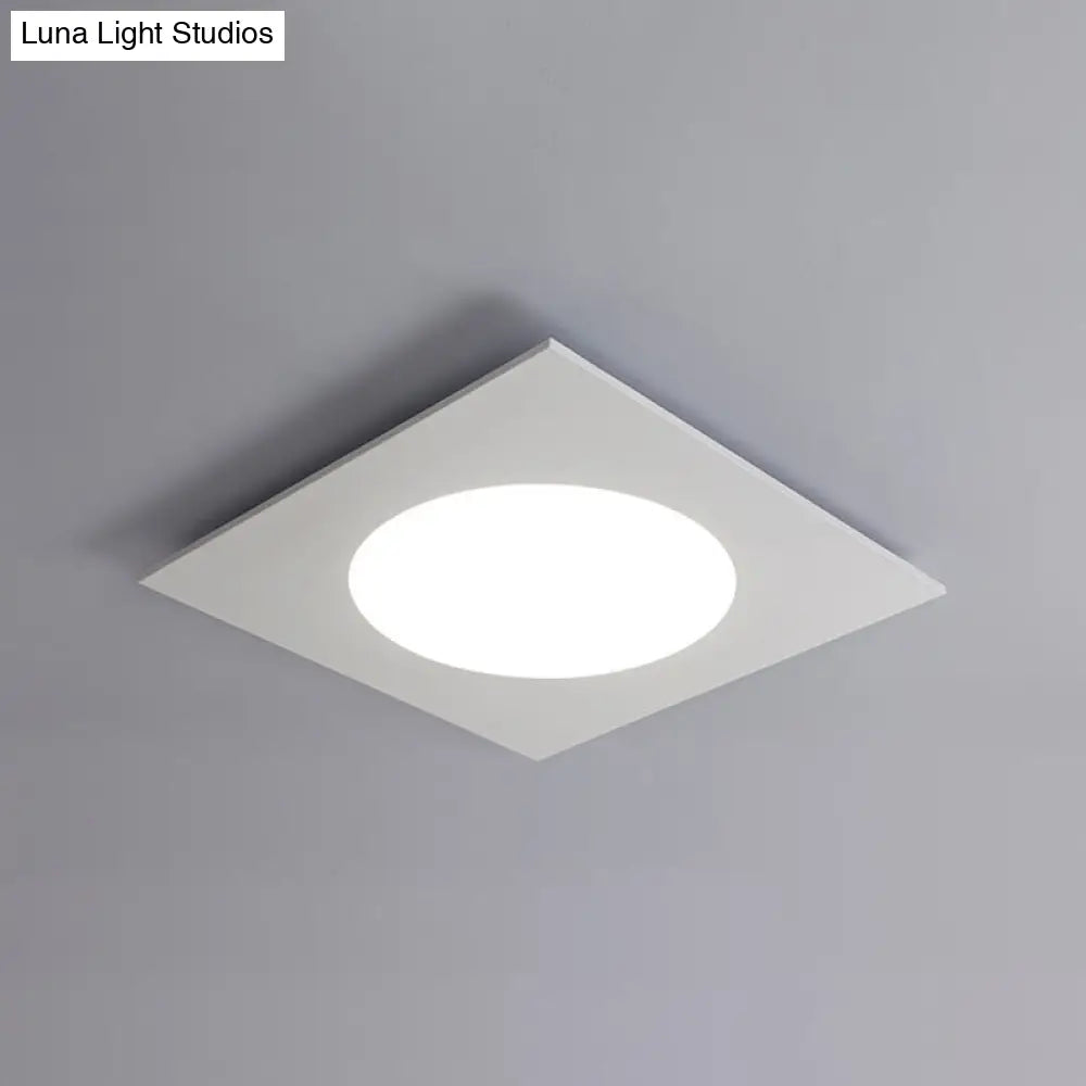 Contemporary White Square Flushmount Led Ceiling Fixture - 19.5/23.5 W Warm/White Light