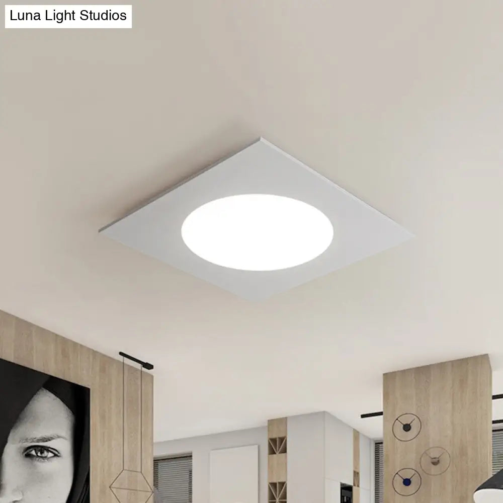 Contemporary White Square Flushmount Led Ceiling Fixture - 19.5/23.5 W Warm/White Light / 19.5 Warm