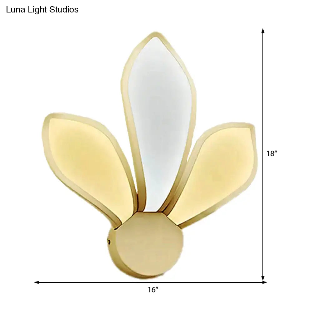 Contemporary White Stair Dining Room Wall Sconce Light With Metal And Acrylic Petal Design