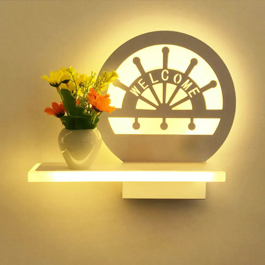 Contemporary White Wall Light With Shelf For Adult Child Bedroom / Ferris Wheel