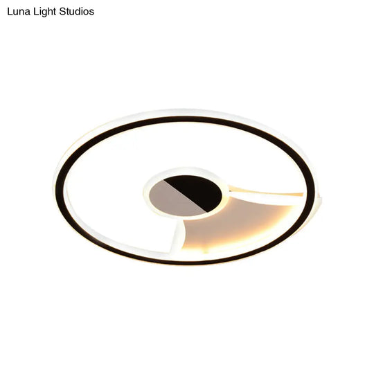 Contemporary White/Warm Flush Mount Lighting: Acrylic 16’/19.5’/23.5’ Lights In Black