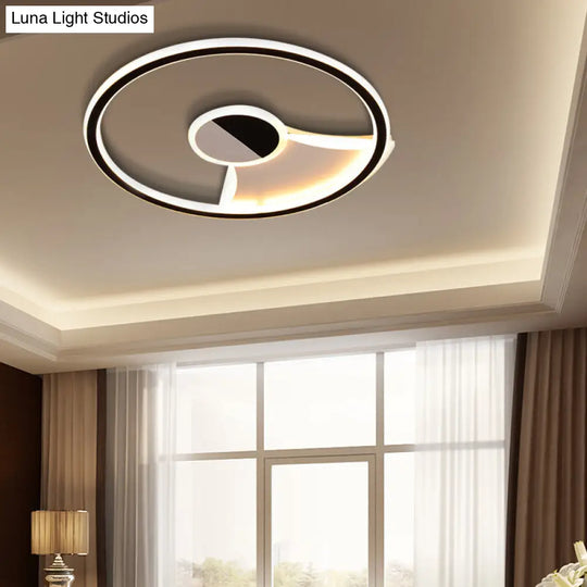 Contemporary White/Warm Flush Mount Lighting: Acrylic 16/19.5/23.5 Lights In Black