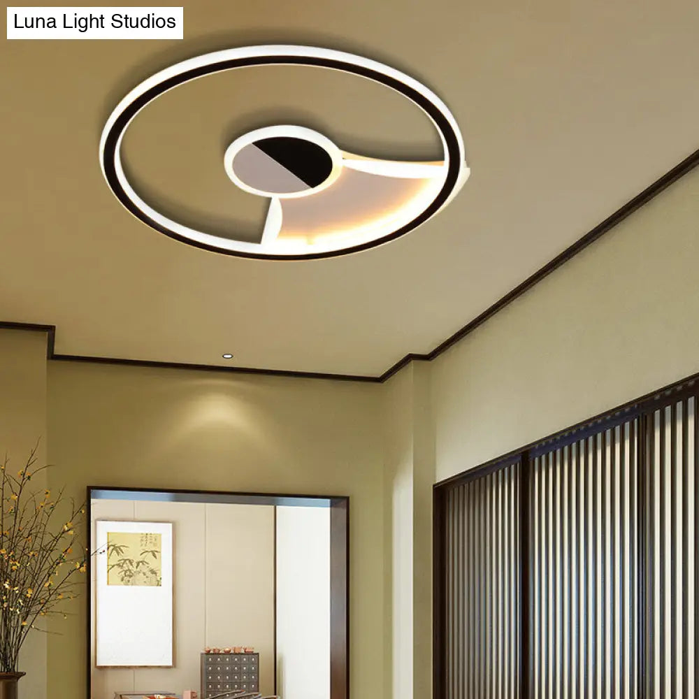 Contemporary White/Warm Flush Mount Lighting: Acrylic 16/19.5/23.5 Lights In Black