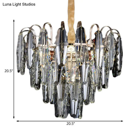 Contemporary Willow Shape Bedroom Chandelier - Clear Crystal Multi-Light Ceiling Pendant