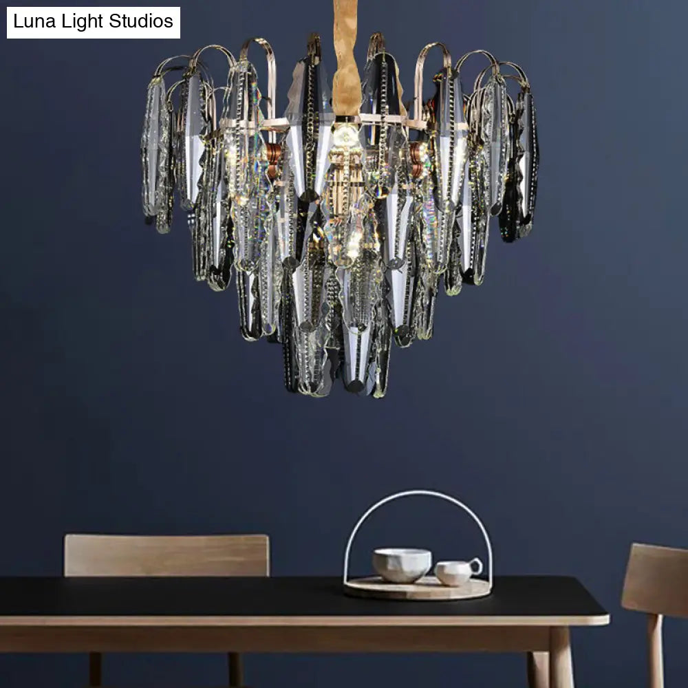 Contemporary Willow Chandelier: Clear Crystal Pendant Light With Multi Lights For Bedroom Ceiling