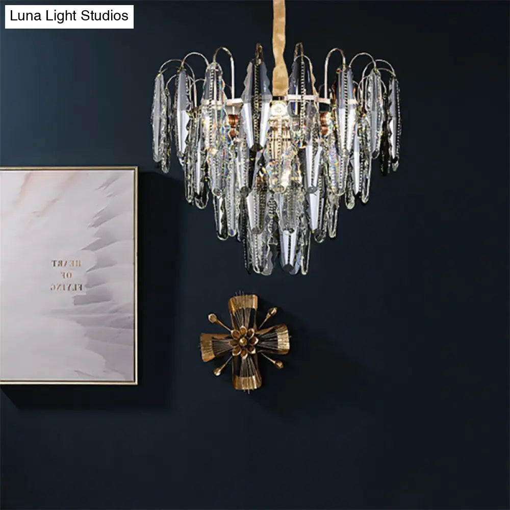 Contemporary Willow Chandelier: Clear Crystal Pendant Light With Multi Lights For Bedroom Ceiling