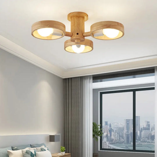 Contemporary Wood Circular Ceiling Chandelier Light For Living Room 3 /