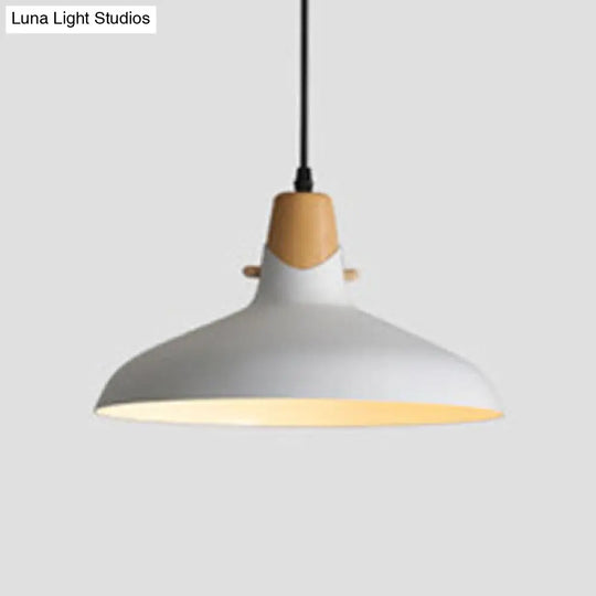 Modern Wooden Hanging Light With Metal Shade - Suspension Lighting For Dining Table White / 14