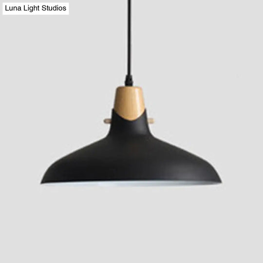 Modern Wooden Hanging Light With Metal Shade - Suspension Lighting For Dining Table Black / 14