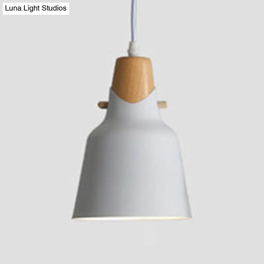 Modern Wooden Hanging Light With Metal Shade - Suspension Lighting For Dining Table White / 8.5