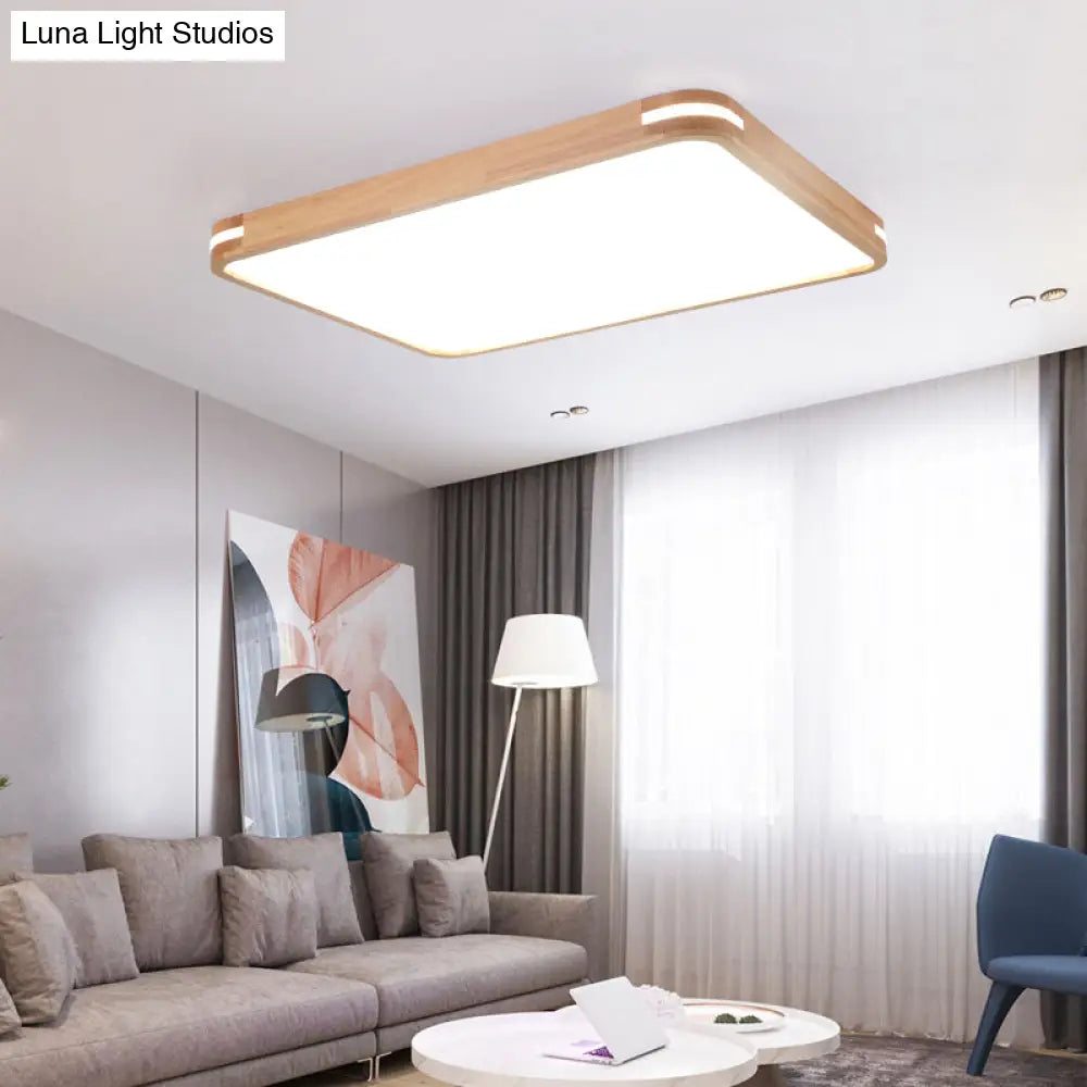 Contemporary Wood Led Flush Mount Lamp (23.5’/31.5’/37.5’) - White/Warm/Natural Light Acrylic