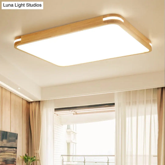 Contemporary Wood Led Flush Mount Lamp (23.5/31.5/37.5) - White/Warm/Natural Light Acrylic Diffuser