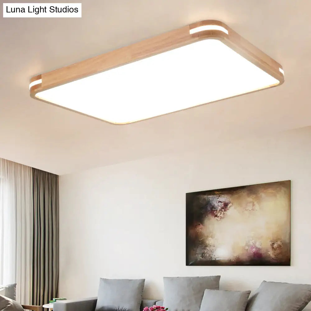 Contemporary Wood Led Flush Mount Lamp (23.5/31.5/37.5) - White/Warm/Natural Light Acrylic Diffuser