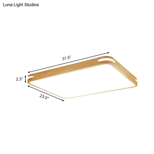 Contemporary Wood Led Flush Mount Lamp (23.5’/31.5’/37.5’) - White/Warm/Natural Light Acrylic