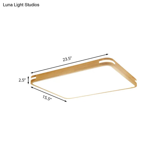 Contemporary Wood Led Flush Mount Lamp (23.5/31.5/37.5) - White/Warm/Natural Light Acrylic Diffuser