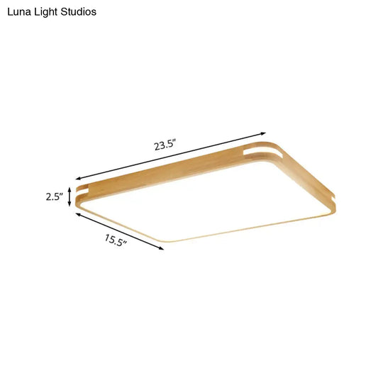 Contemporary Wood Led Flush Mount Lamp (23.5’/31.5’/37.5’) - White/Warm/Natural Light Acrylic