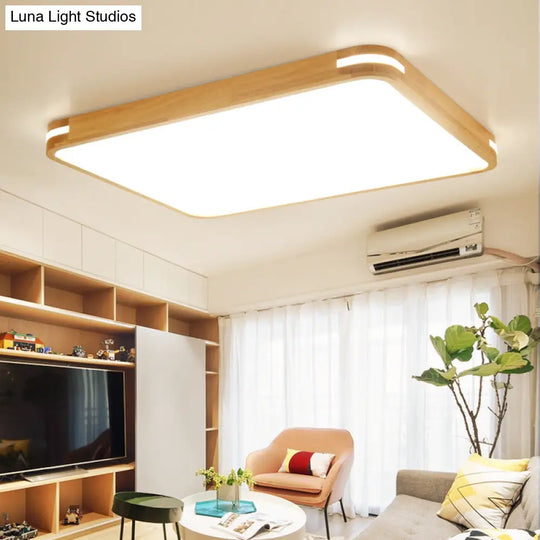 Contemporary Wood Led Flush Mount Lamp (23.5/31.5/37.5) - White/Warm/Natural Light Acrylic Diffuser
