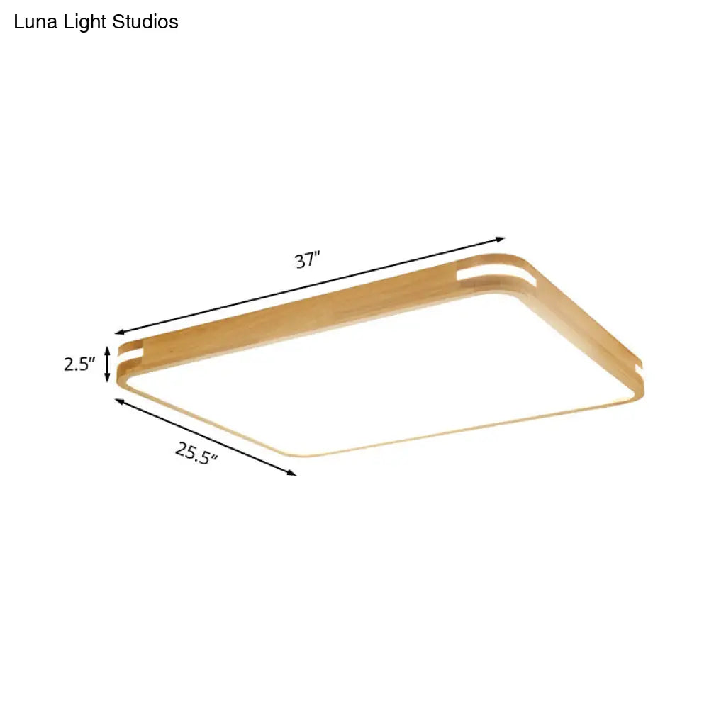 Contemporary Wood Led Flush Mount Lamp (23.5/31.5/37.5) - White/Warm/Natural Light Acrylic Diffuser