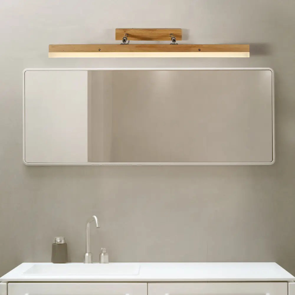 Contemporary Wood Led Wall Mounted Vanity Lamp - Linear Light In White/Warm Multiple Width Options /