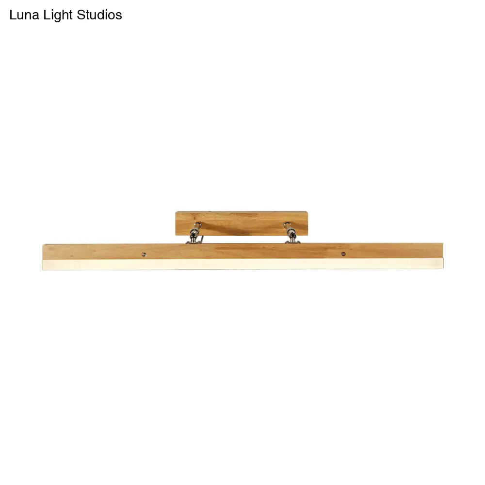 Contemporary Wood Led Wall Mounted Vanity Lamp - Linear Light In White/Warm Multiple Width Options