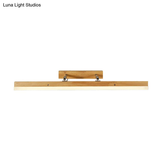 Contemporary Wood Led Wall Mounted Vanity Lamp - Linear Light In White/Warm Multiple Width Options