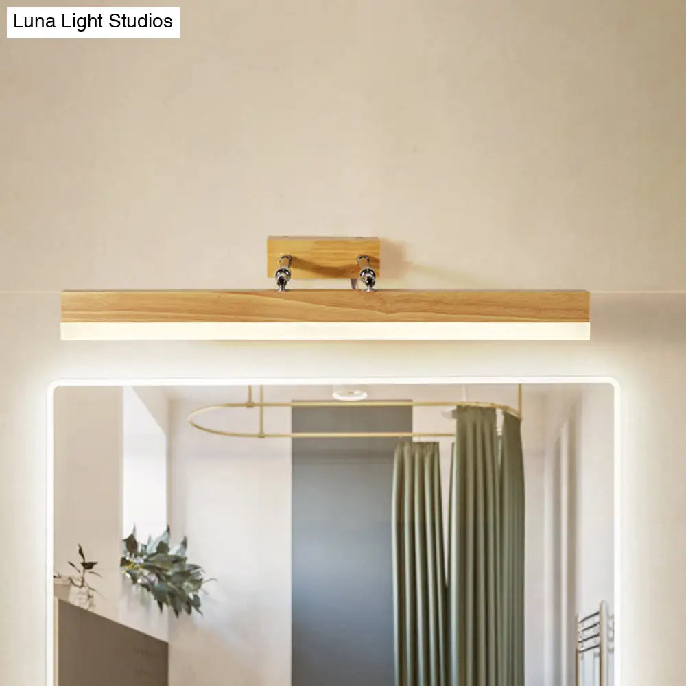 Contemporary Wood Led Wall Mounted Vanity Lamp - Linear Light In White/Warm Multiple Width Options