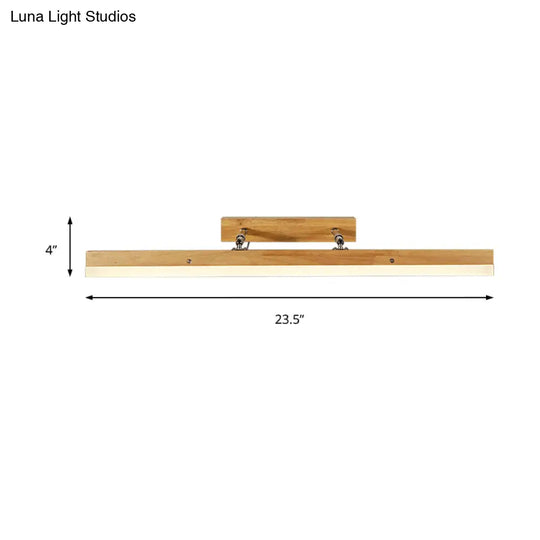 Contemporary Wood Led Wall Mounted Vanity Lamp - Linear Light In White/Warm Multiple Width Options