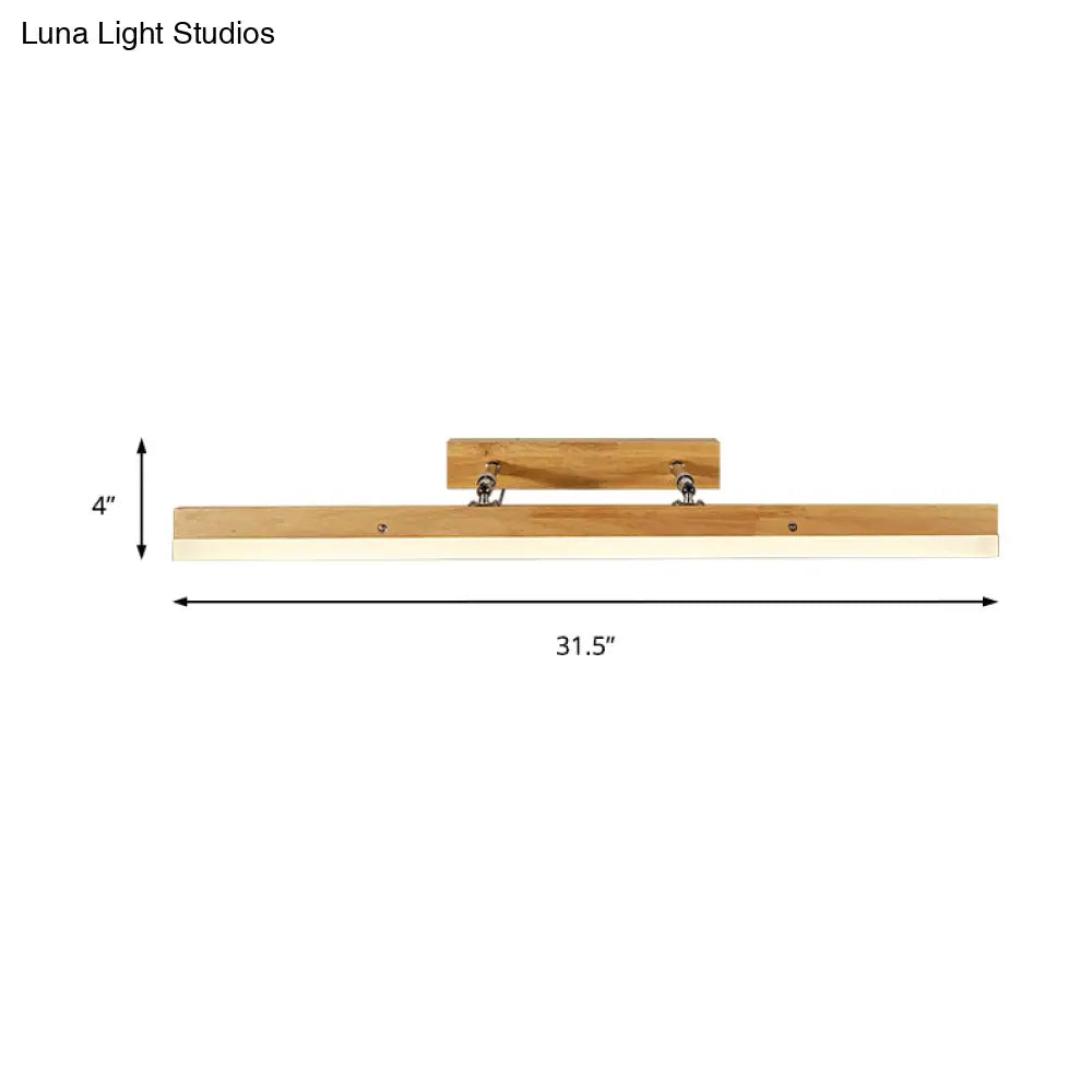 Contemporary Wood Led Wall Mounted Vanity Lamp - Linear Light In White/Warm Multiple Width Options