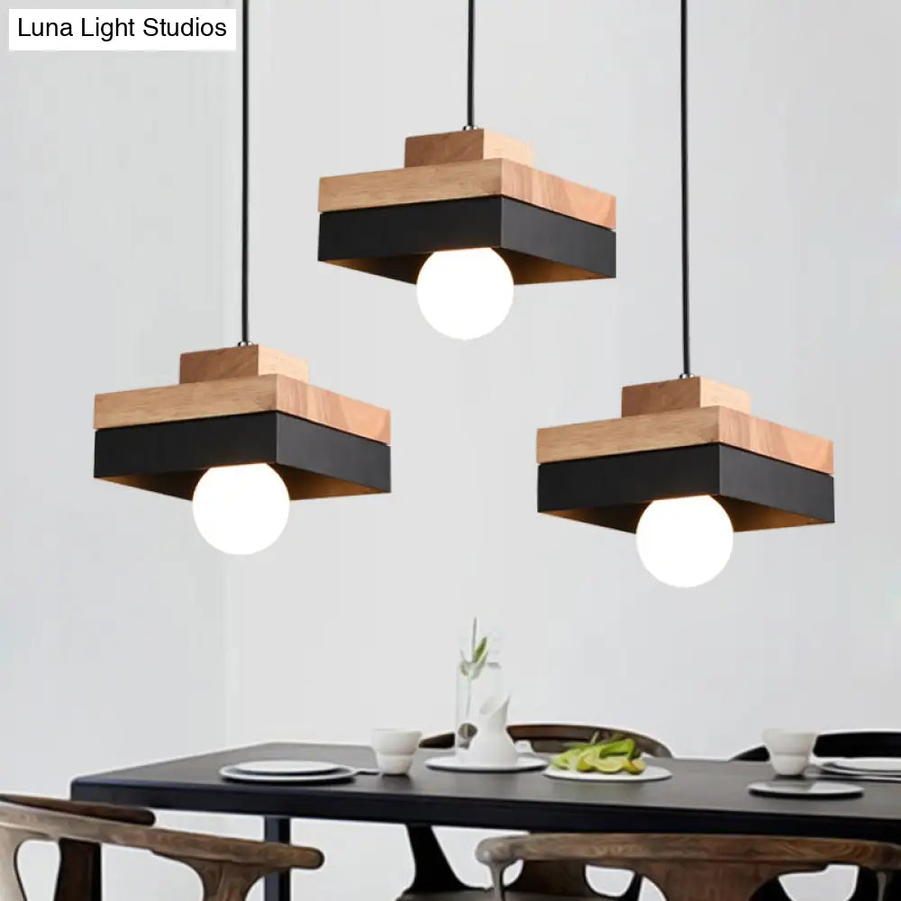 Contemporary Wood Shade Pendant Light Fixture For Dining Room Ceiling