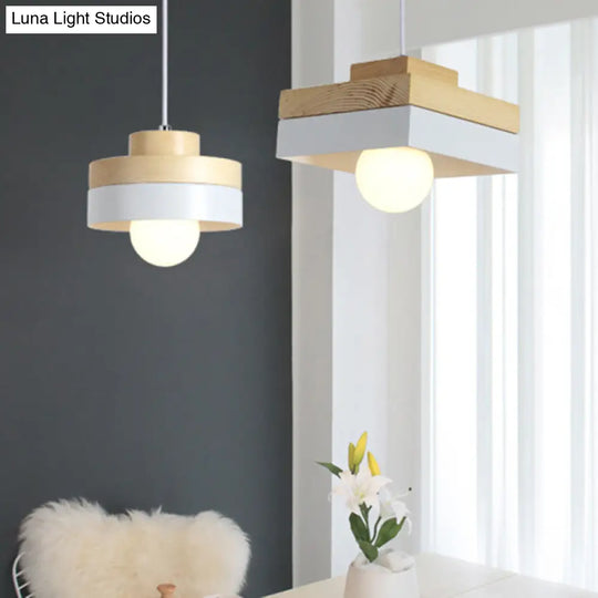 Contemporary Wood Shade Pendant Light Fixture For Dining Room Ceiling